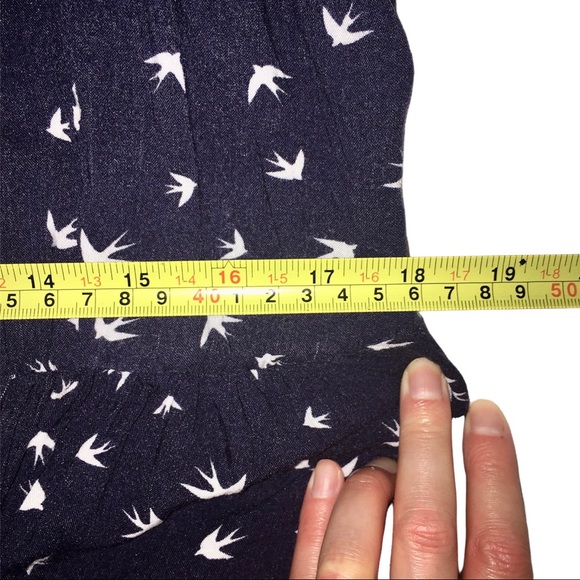 Sundress w/ Birds Cut Out Back Sleeveless Asymmetrical Navy Adam Levine Large - Picture 15 of 16